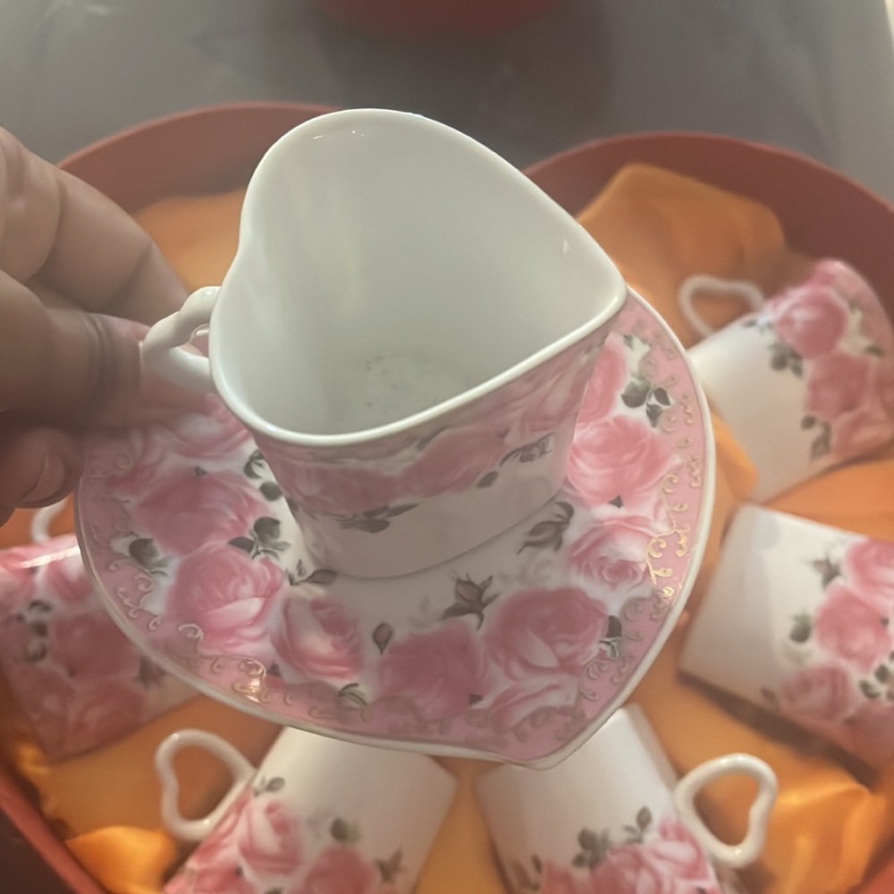 Hearts & roses 🌹 coffee/tea cups set of 6 - Picture 5 of 5